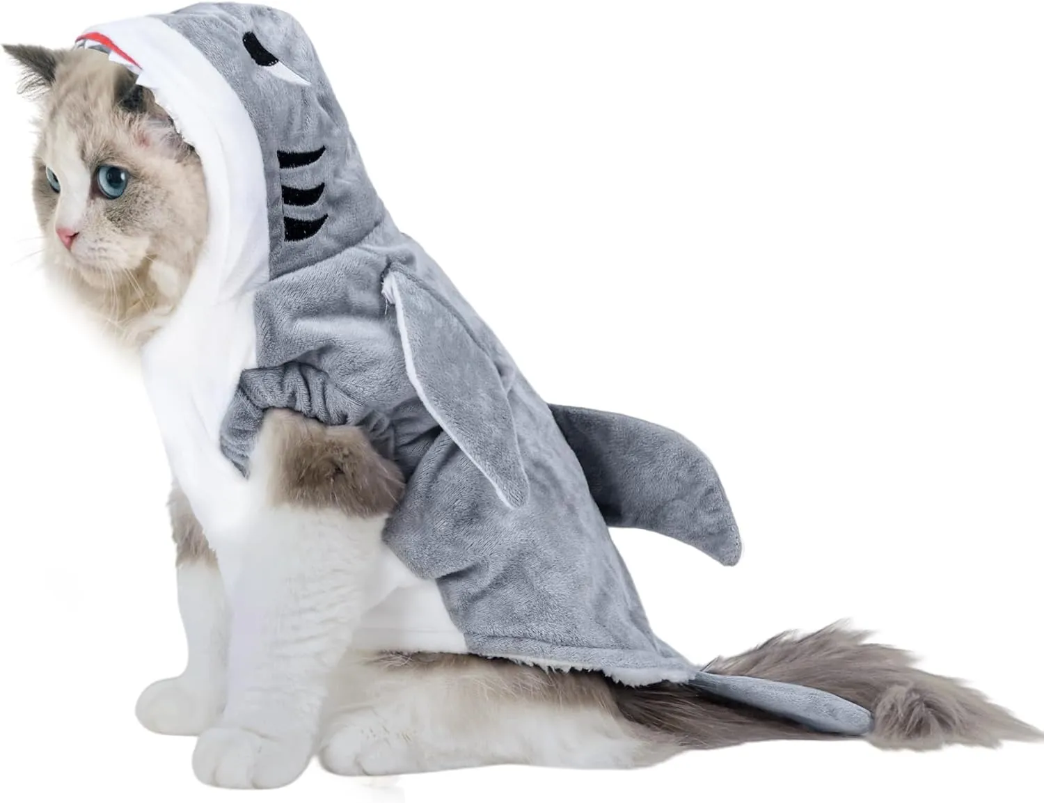 NACOCO Halloween Pet Shark Costume - Dog Cute Clothes Hoodie Cat Warm Outfit Coat Apparel for Small Medium Large Dogs and Cats (Grey, L)