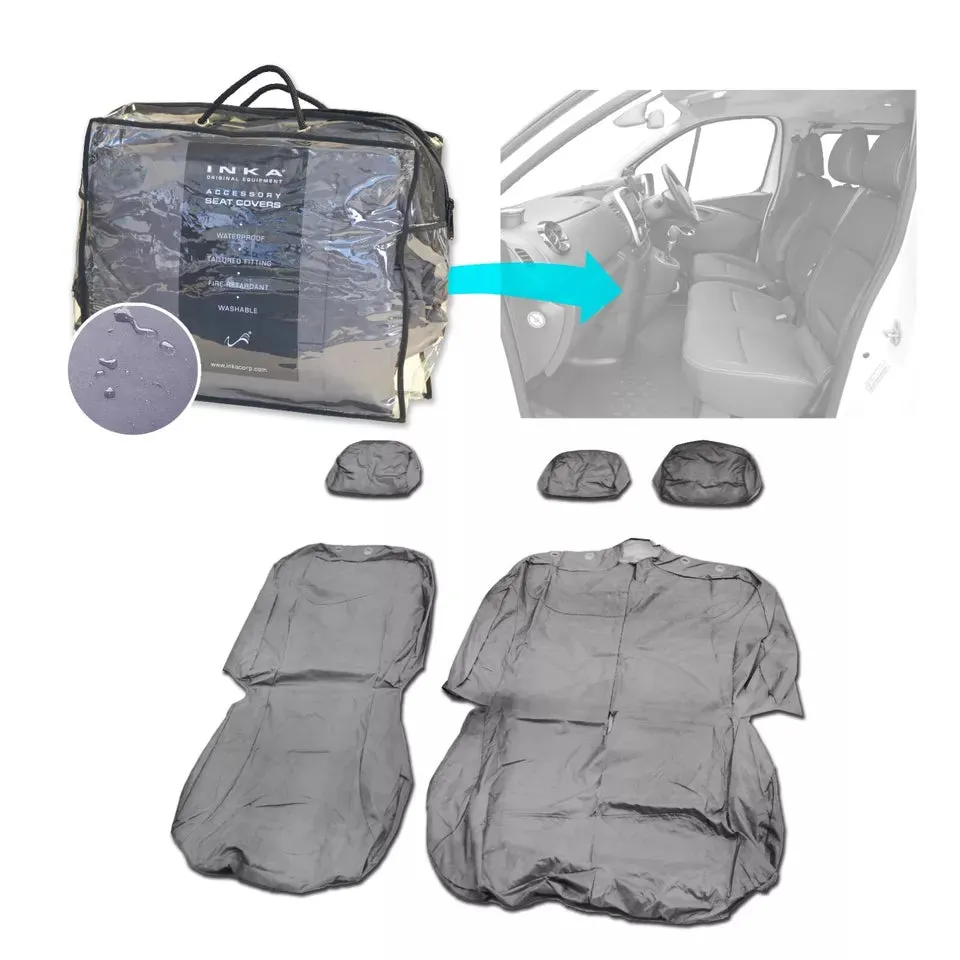 Nissan Primastar Front 1 2 Fully Tailored Waterproof Seat Covers Grey MY 01-14
