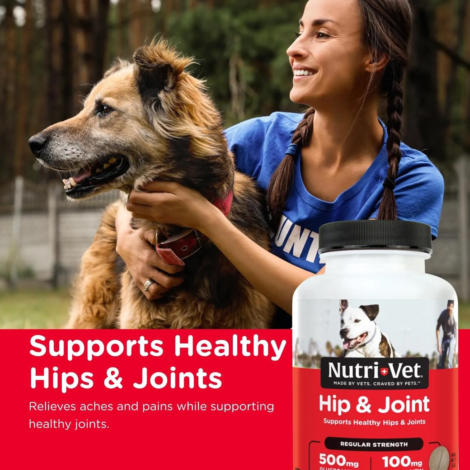 Nutri-Vet Hip & Joint Chewable Dog Supplements - Formulated with Glucosamine & Chondroitin for Dogs - 120 Count