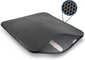 PAWBEE Large Cat Litter Mat - 30 X 24 Honeycomb Design Litter Box Mat, Double-Layer Cat Mat Litter Rug, Easy Clean Litter Trapping Mat, Non-Slip Kitty Litter Mat, Cat Mats For Litter Catcher