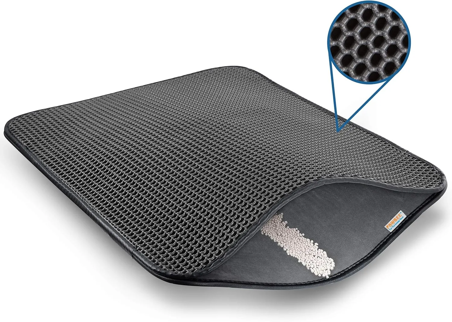 PAWBEE Large Cat Litter Mat - 30 X 24 Honeycomb Design Litter Box Mat, Double-Layer Cat Mat Litter Rug, Easy Clean Litter Trapping Mat, Non-Slip Kitty Litter Mat, Cat Mats For Litter Catcher