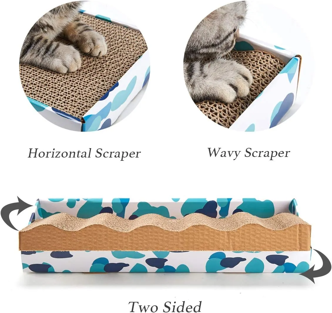 PEEKAB Cat Scratcher Cardboard Reversible Cat Scratch pad Kitty Corrugated Scratching Board Bed Catnip Included