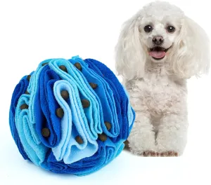 Pet Snuffle Ball, Puzzle Sniffing Interactive Dog Toy for Blind Dogs Training, Stress Relief, Dog Enrichment, Treat Ball, Machine Washable (15cm, Ocean Blue)