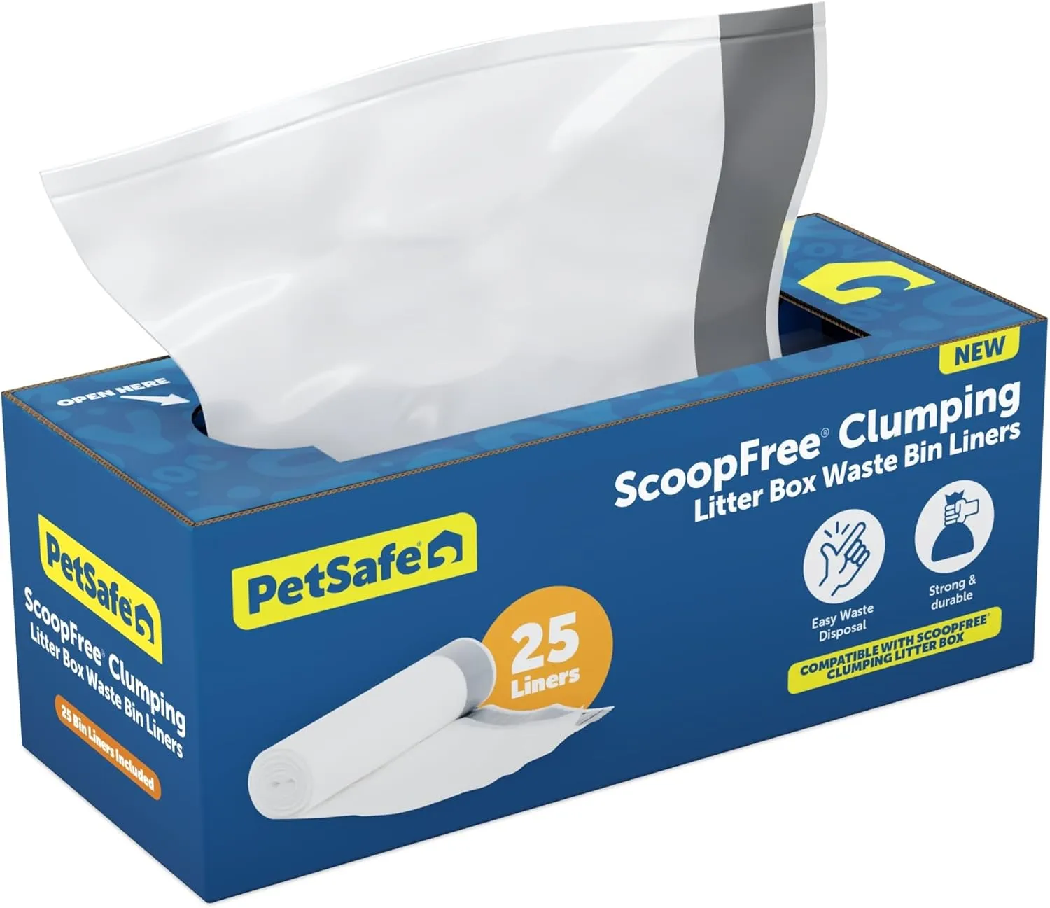 PetSafe ScoopFree Automatic Cat Litter Box Waste Bin Liners  Drawstring Litter Box Liner for ScoopFree Self Cleaning Clumping Litter Box and ScoopFree SmartSpin Litter Box  Easy Cleanup, 25 Count