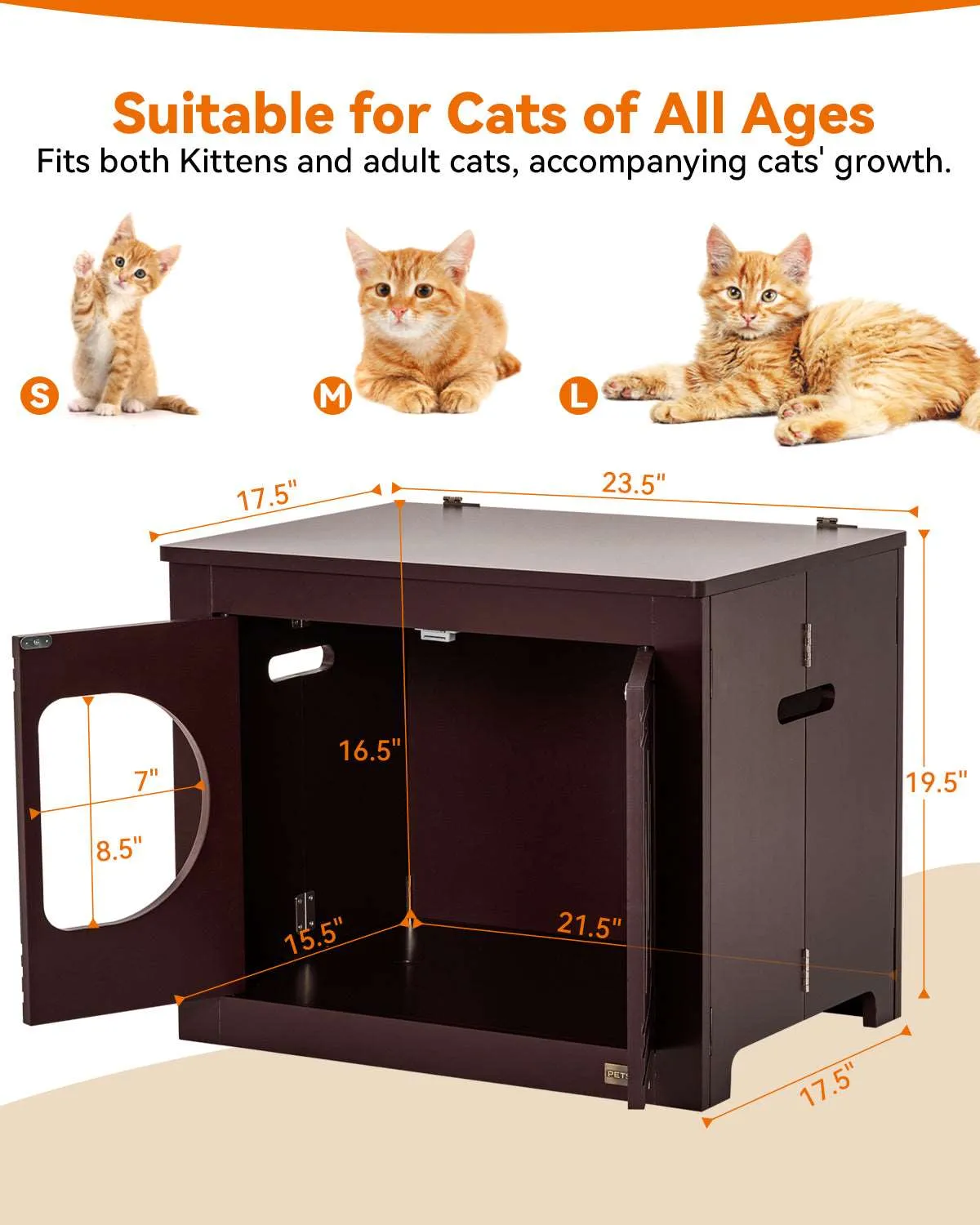 PETSFIT Cat Litter Box as Cat House Collapsible Use No Assembly Needed