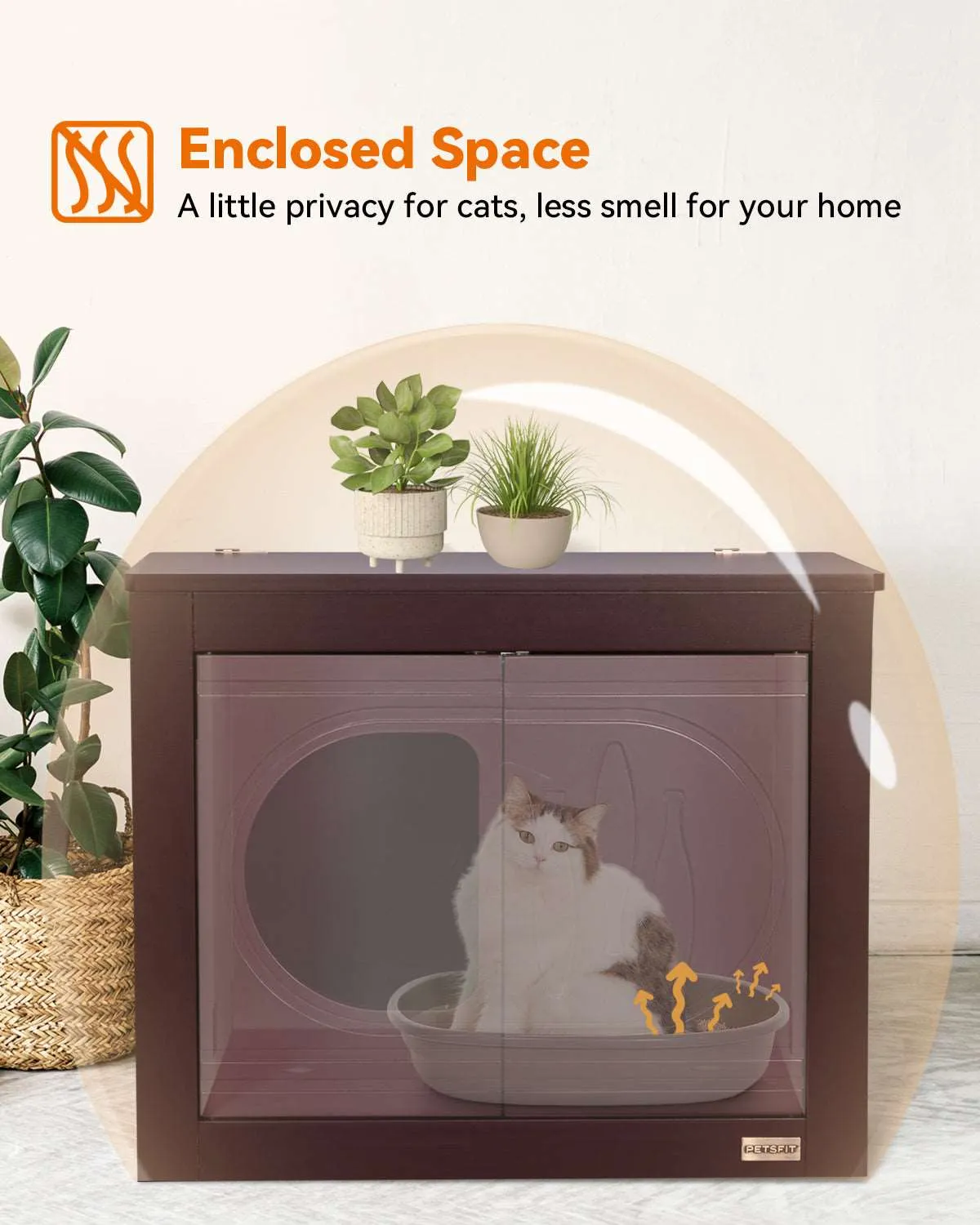 PETSFIT Cat Litter Box as Cat House Collapsible Use No Assembly Needed