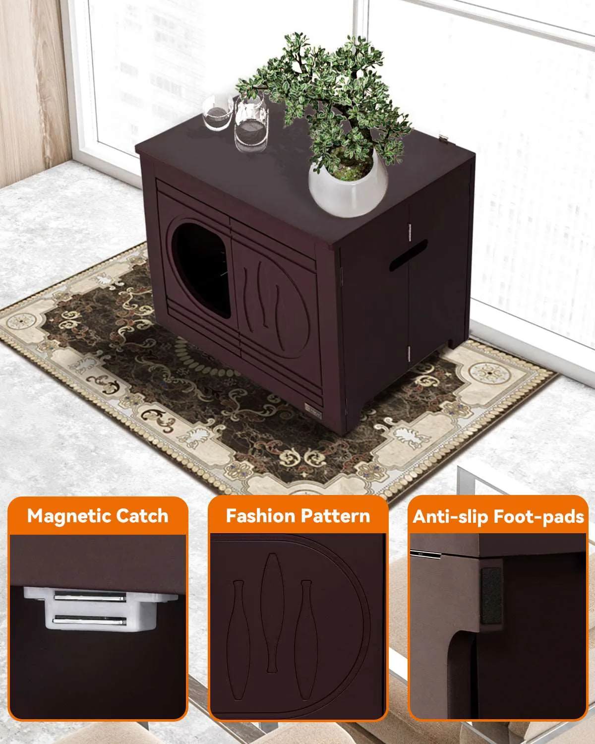 PETSFIT Cat Litter Box as Cat House Collapsible Use No Assembly Needed