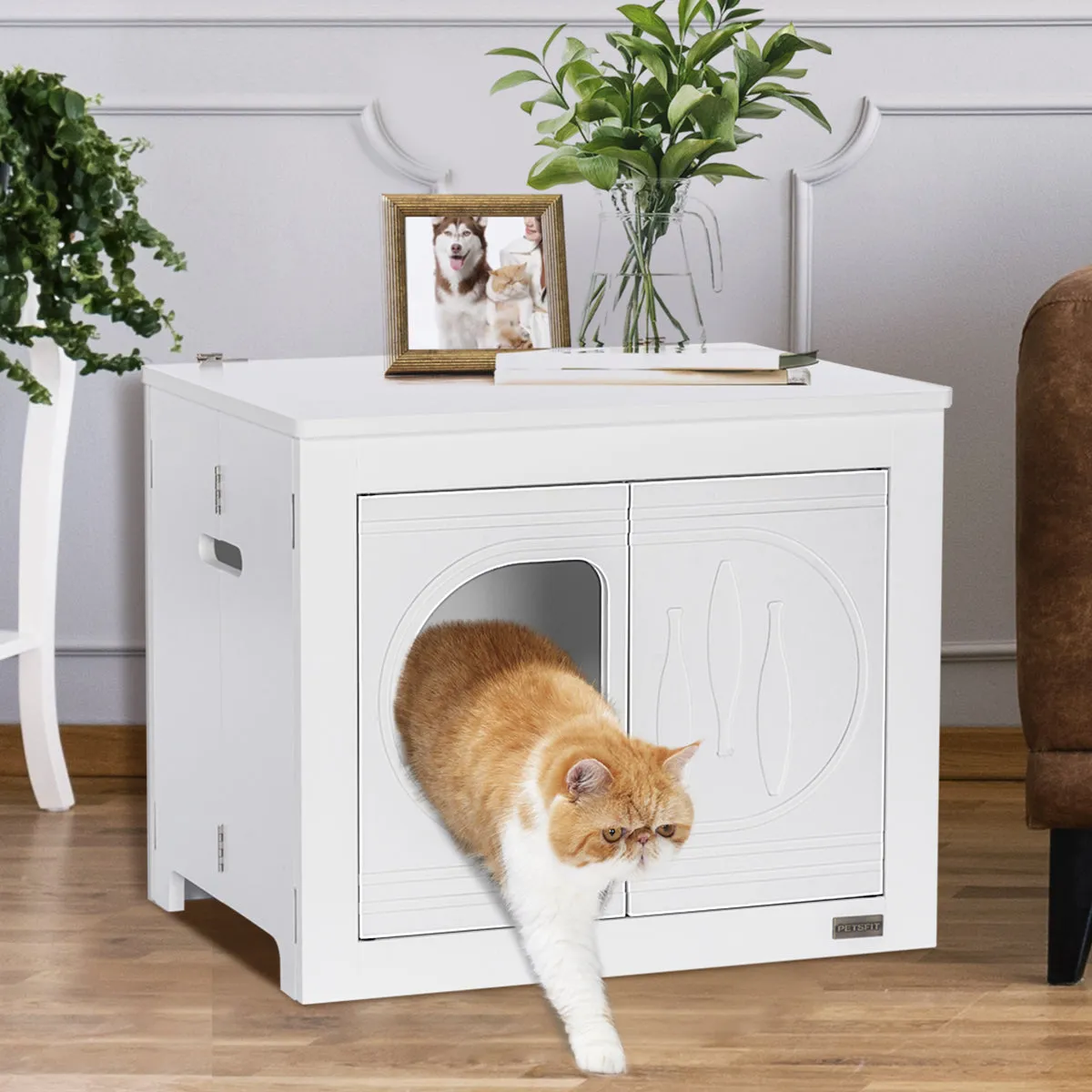 PETSFIT Cat Litter Box as Cat House Collapsible Use No Assembly Needed
