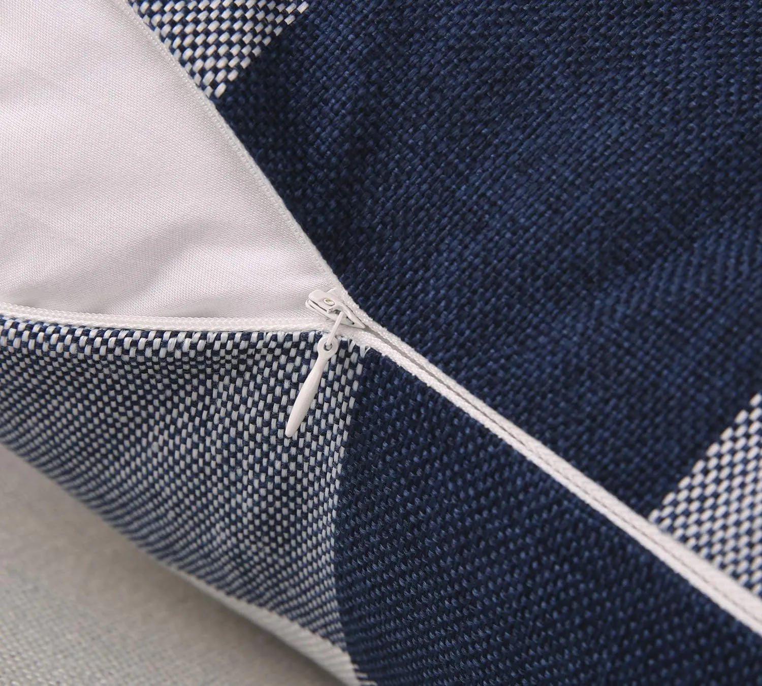 Phantoscope Pack of 2 Gingham Buffalo Check Plaid Throw Decorative Pillow Cover Outdoor Indoor Throw Pillows Farmhouse Square Pillow Cases for Home Decor Navy Blue,18 x 18 Inches