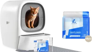 RealScooper Pro Auto Refill Top Bin Automatic Cat Litter Box Self Cleaning Litter Box for Multiple Cats, Odor-Removal/App Control 5G/Safety Protection, Smart Kitty Litter Box w/Waste Bags 48 PCS