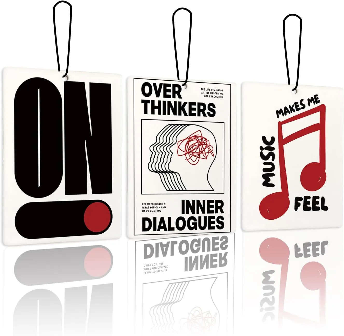 Retro Red Black Music Lavender Car Air Freshener 3, Over Thinkers Inner Dialogues Note Musical Scents Air Freshener for Women Girls, Pop Music Car Accessories Interior Mirror Decor Hanging