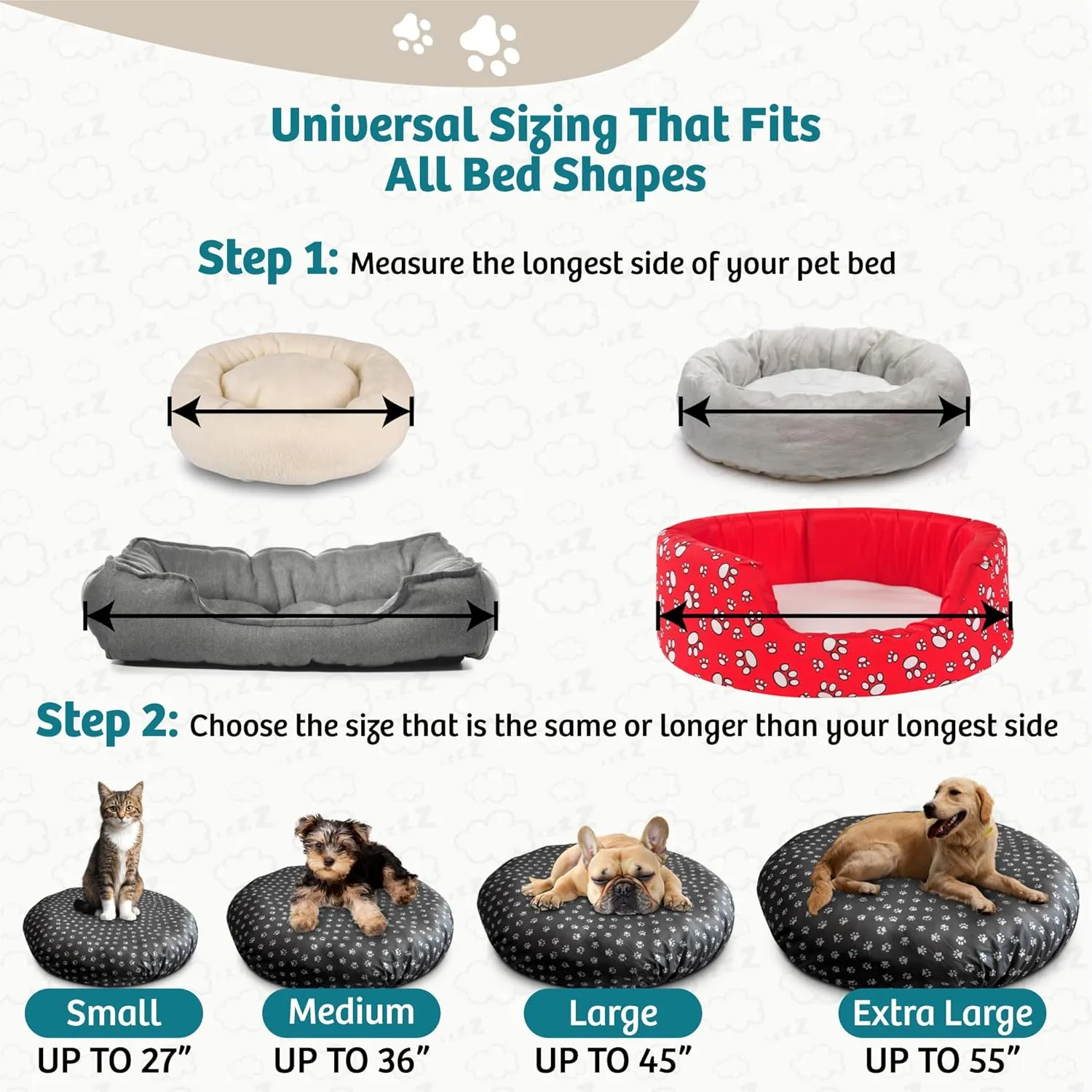 Round Dog Bed Covers Replacement Washable, Dog Bed Washable Cover, for All Shapes