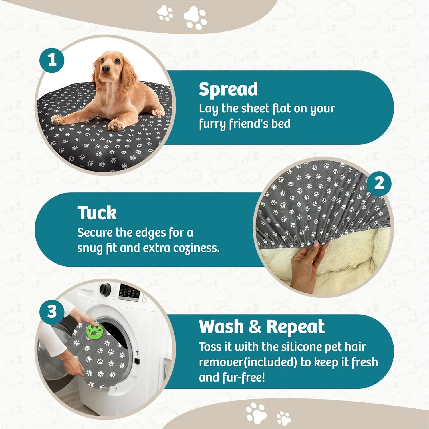 Round Dog Bed Covers Replacement Washable, Dog Bed Washable Cover, for All Shapes