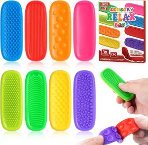 Sensory Fidget Toys for Kids Adults 8 Pack Sensory Strips for Autism,ADHD and Anxiety Relief Items for Adults. Quiet Suction Toys for Autism, Stress -Relief Fidgets Calm Strips,Worry Stones Desk Toys
