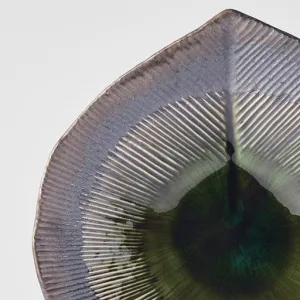Shallow Bowl Leaf Shape 25.5x23cm Midori Ridge Glaze