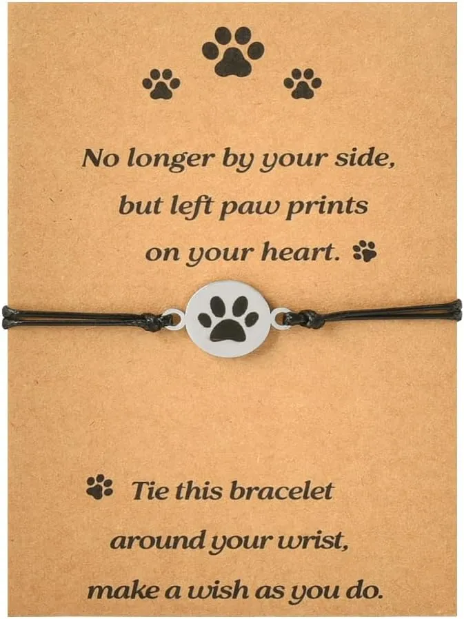 Sisadodo Loss of Dog Cat Sympathy Gifts for Men Women Cat Dog Paw Bracelet for Cat Dog Lover Gifts for Friends Paw Print Bracelets
