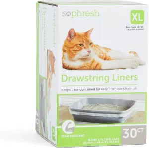 So Phresh Drawstring Cat Litter Box Liners 38.3" L X 16.3" W Count of 30