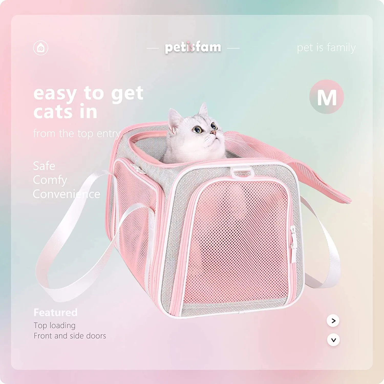 Soft Cute Travel Pet Carrier Bag for Medium Cats, Kitty and Puppy, Fantasy Pink, M