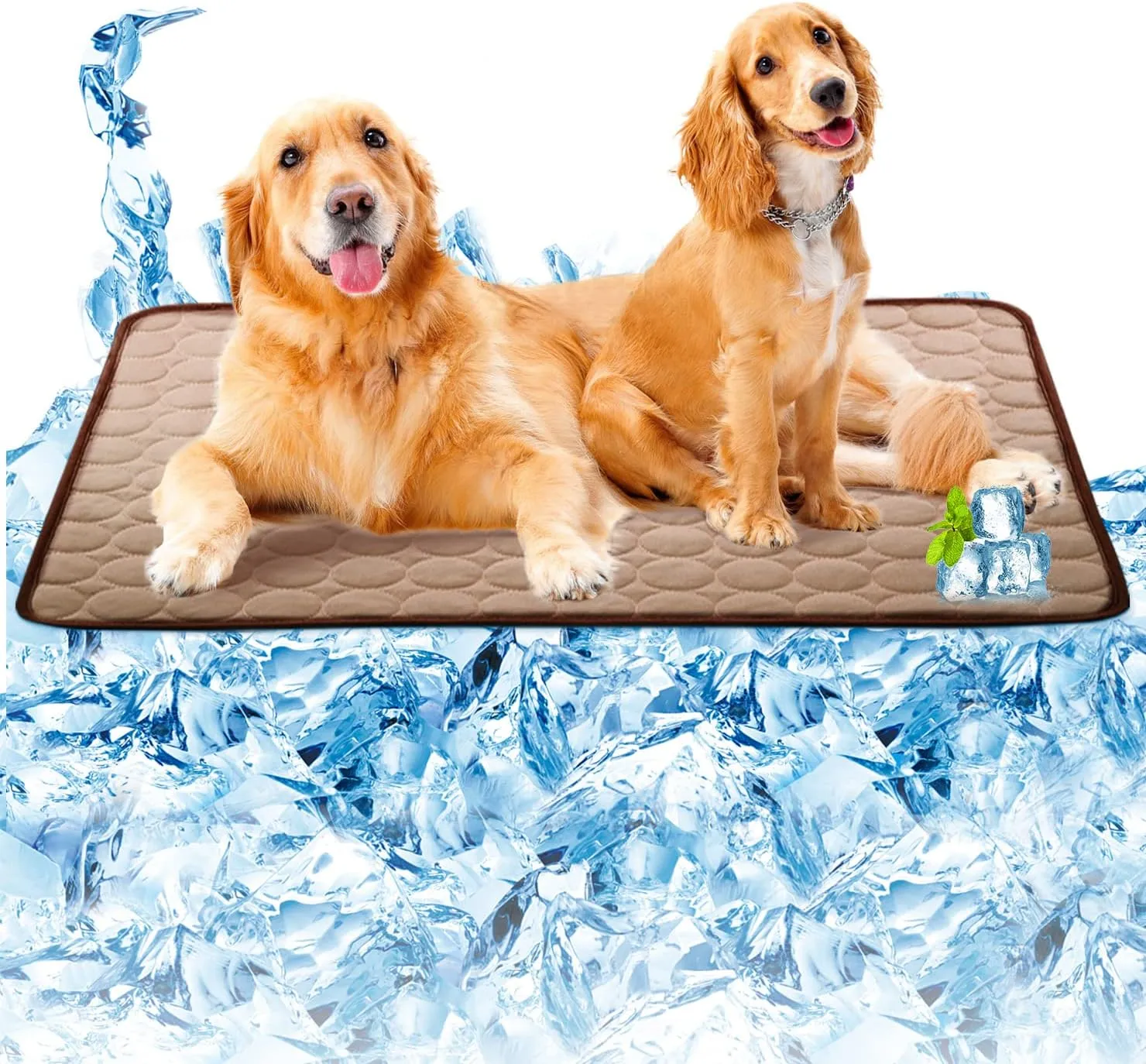 SOMOYA Dogs Self Cooling Mat Pet Cool Pads Blanket Hot Weather Sleeping Kennel,Washable Ice Silk Sleep Mat Pad Non-Toxic Breathable for Large Dogs Cats No Water (Extra Large,Coffee)