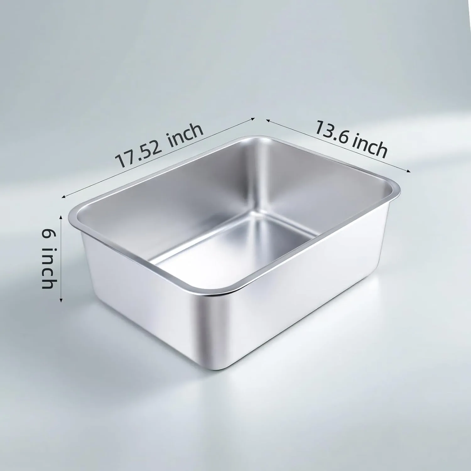 Stainless Steel Cat Litter Box - Large Metal High-Sided Litter Pan for Cats, Rabbits, and Pets, Non-Stick, Odor-Free, Easy to Clean, Splash-Proof, Sturdy and Durable Indoor Cat Toilet Supplies
