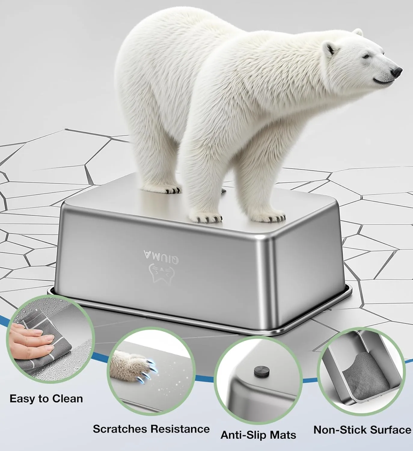 Stainless Steel Litter Box with Handle, Large Metal Cat Litter Box with High Sided for Big and Small Cats, Kitty Litter Boxes, Non-Stick, Easy to Clean, Odor-Free, Small Cat Toilet