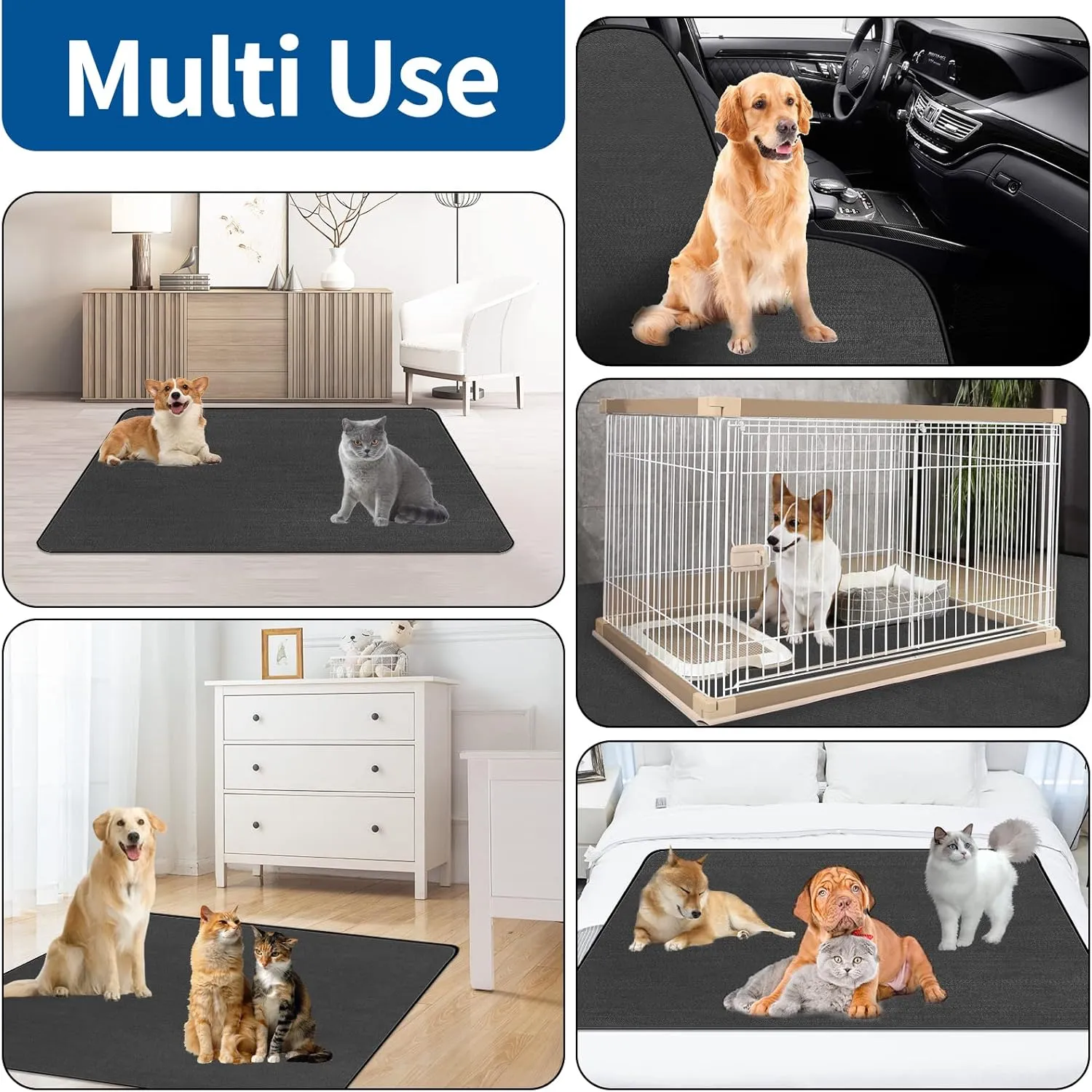 STAND BY ME Washable Pee Pads for Dogs 72"72"/36"x48",Extra Large Upgrade Non-Slip Pee Pad,Reusable Puppy Pads with Fast Absorbent for Playpen Crate,Whelping,Training (36"48"(2pack), Grey)
