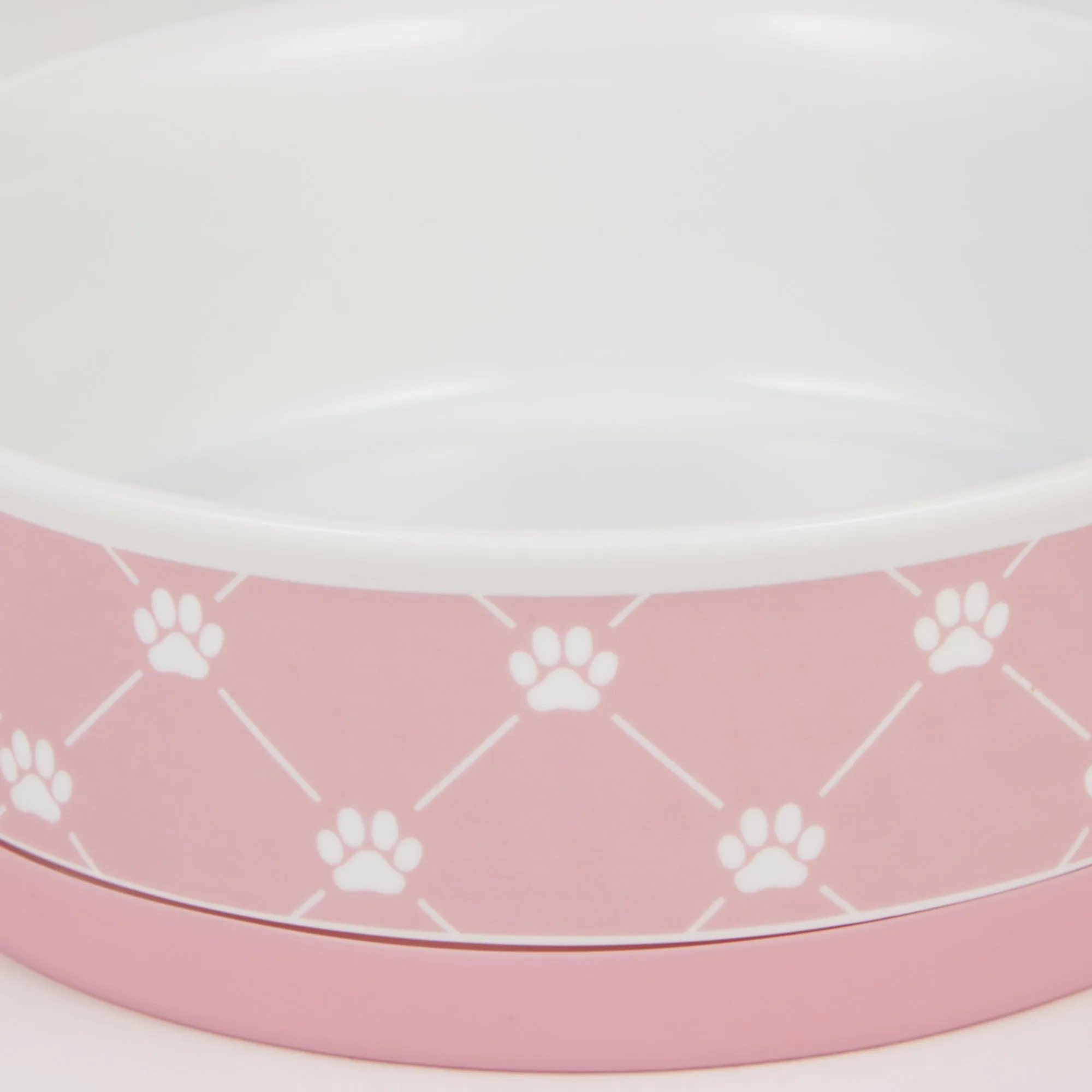 Stonewash Blue Trellis Paw Print Pet Bowl Set/2, Large 3.75 C. Capacity
