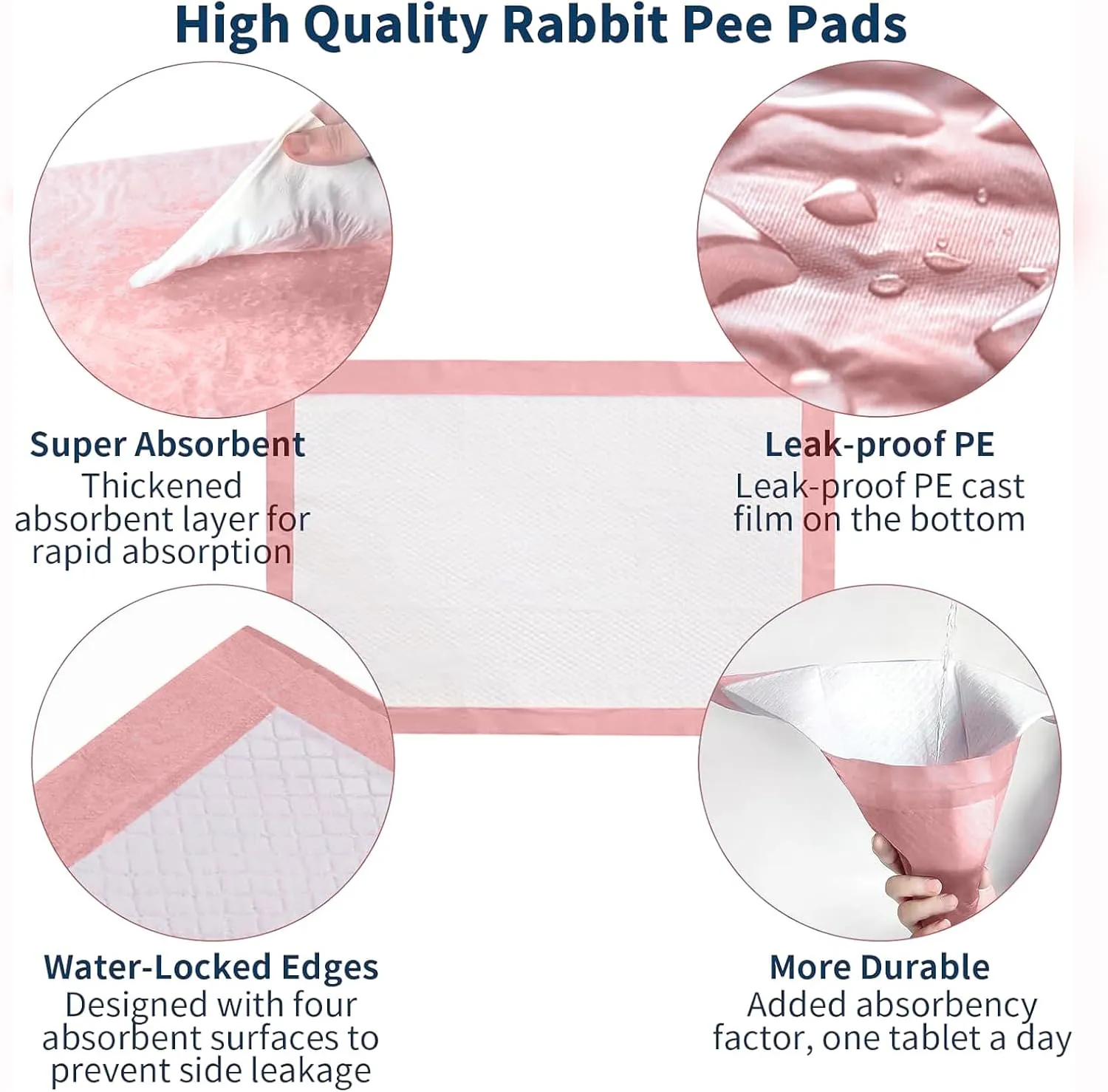 Tfwadmx Rabbit Pee Pads 100 Pcs 18" 13" Disposable Cage Liners Leak-Proof Super Absorbent Potty Training Pad for Puppy Guinea Pigs Hedgehog Hamsters Chinchillas Cats and Other Small Animals