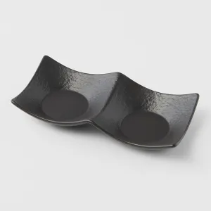 Two Section Sauce Dish 44ml Matt Black Glaze