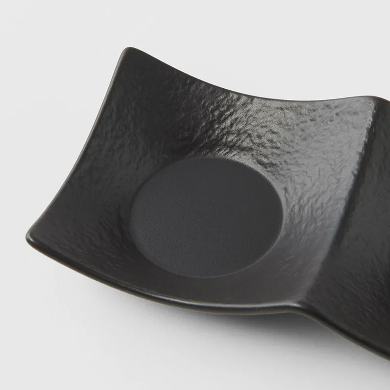 Two Section Sauce Dish 44ml Matt Black Glaze