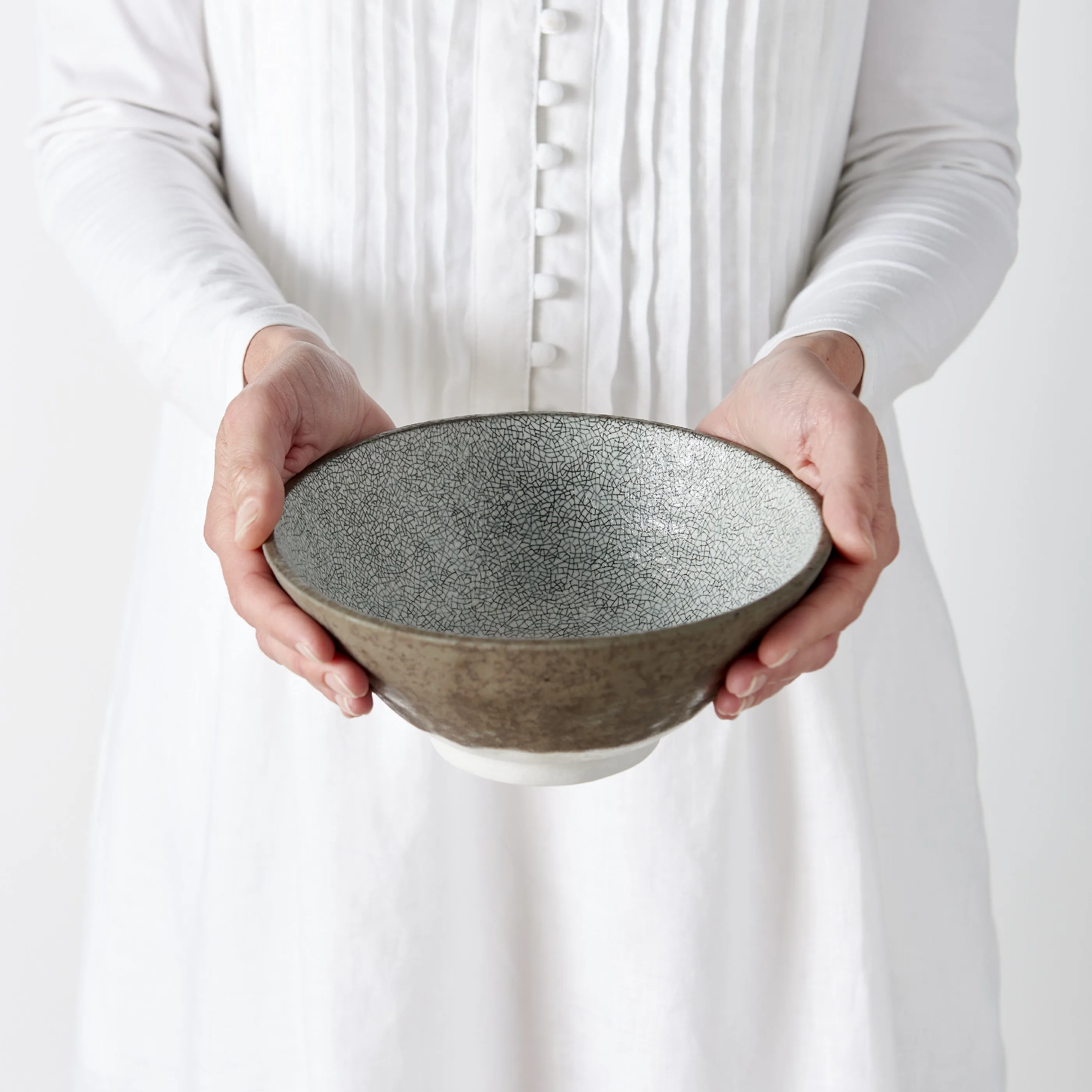 Udon Bowl 19.5cm Crazed Grey