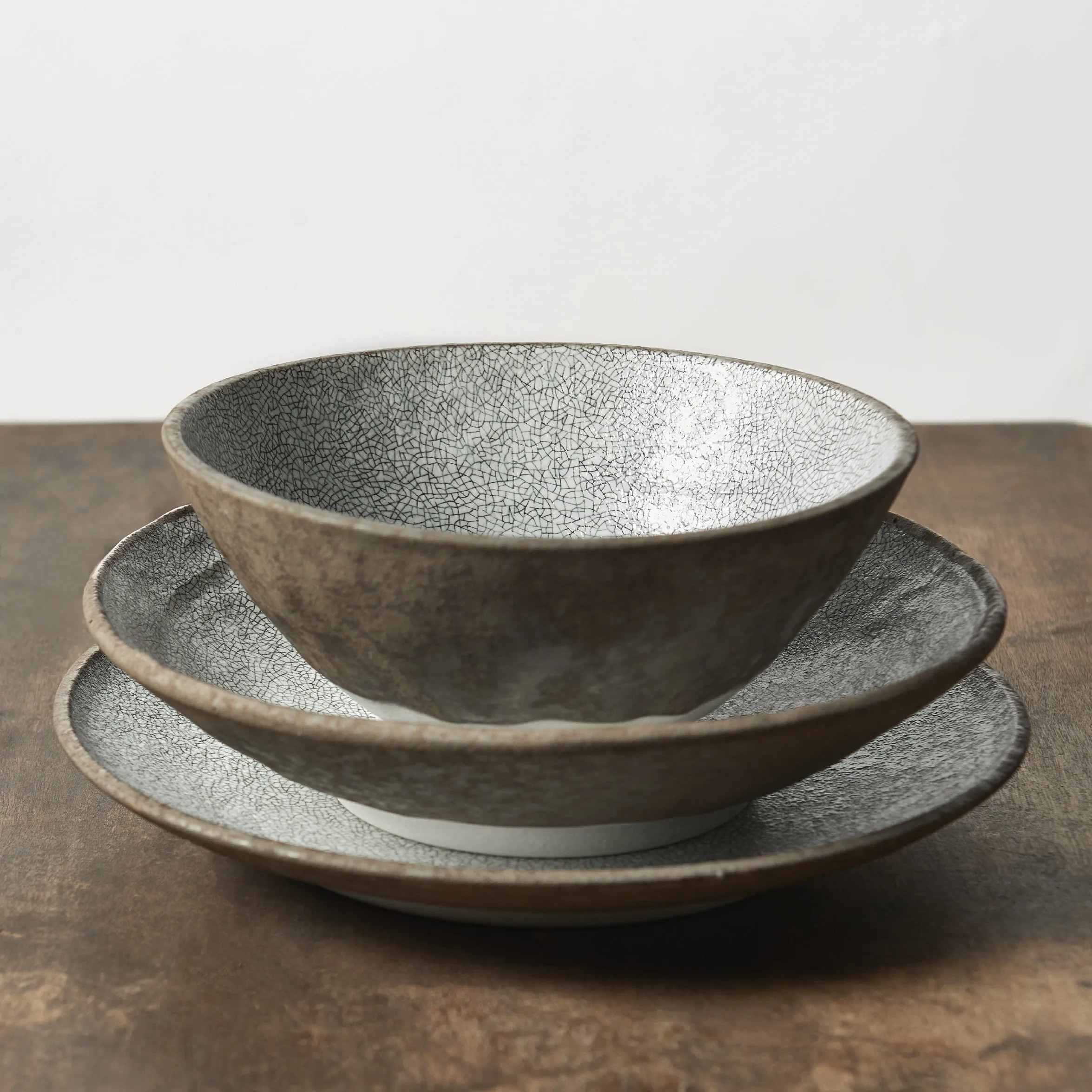 Udon Bowl 19.5cm Crazed Grey