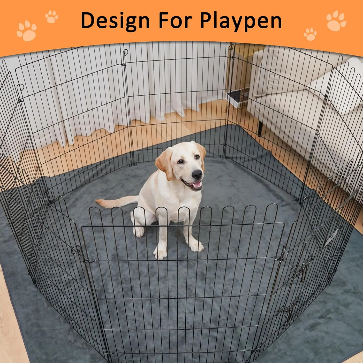 Washable Pee Pads for Dogs 65'' x 48'', 3 Packs Extra Large Reusable Dog Mat with Quick Dry, Fast Absorbent Pet Whelping Pads, Puppy Playpen Mat for Incontinence, Housebreak, Crate, Grey