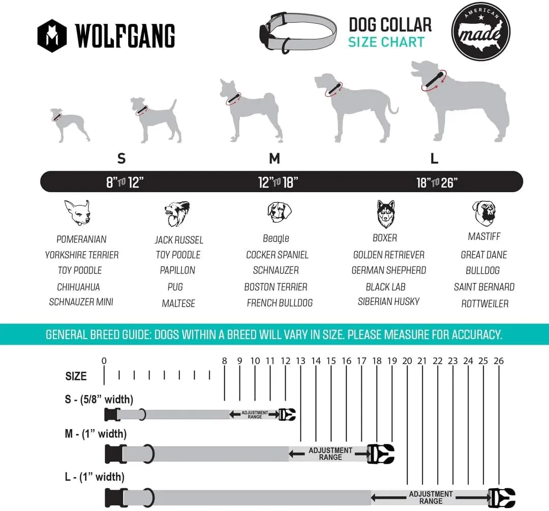Wolfgang Heavy Duty Martingale Dog Collar with Quick Release Nylon Buckle for Walking & Training, PledgeAlligiance Print, Small